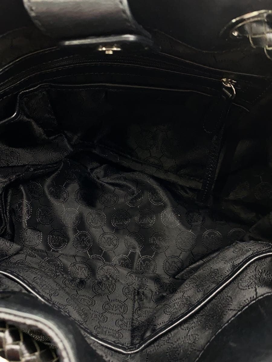 MICHAEL KORS Purse E Jet Set Tote Bag Faux Leather BLK All-over Pattern 6