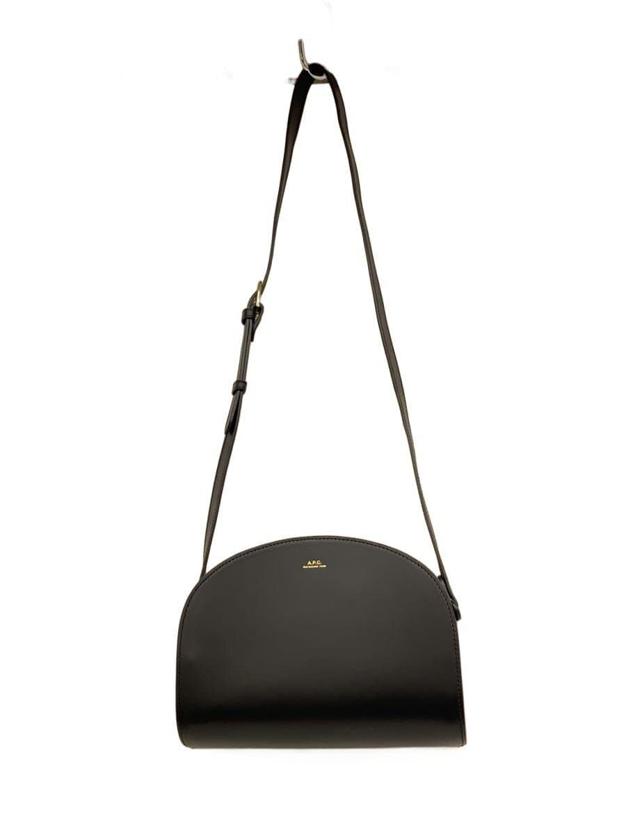 A.P.C. Half Moon Leather Shoulder Bag Leather BLK