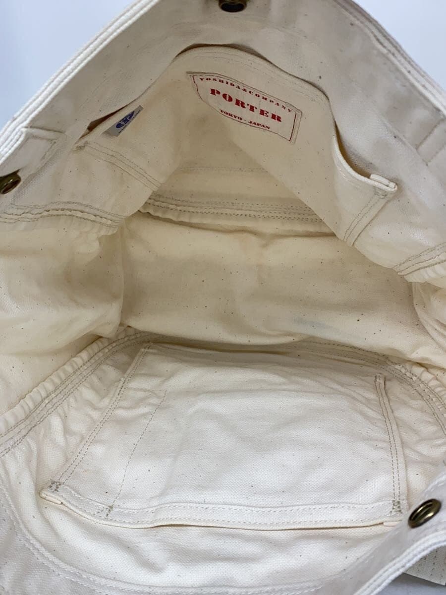 PORTER Canvas Shoulder Bag Canvas WHT Plain 6