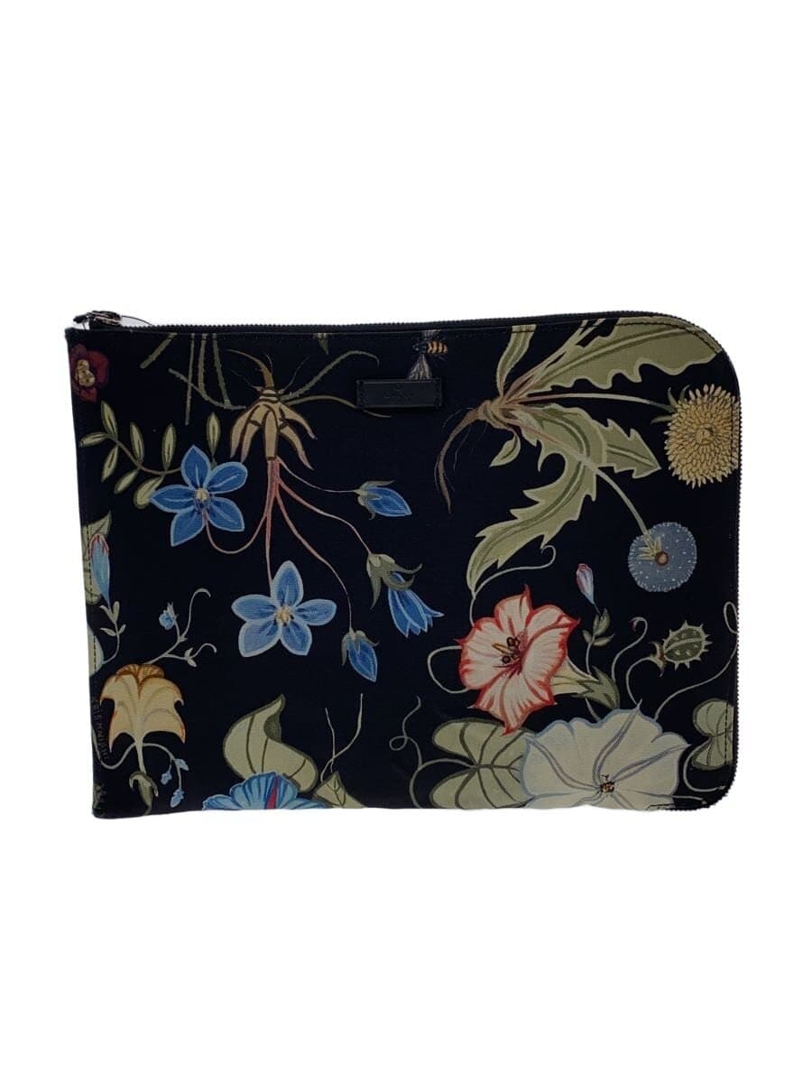 GUCCI Second Bag Canvas BLK Floral