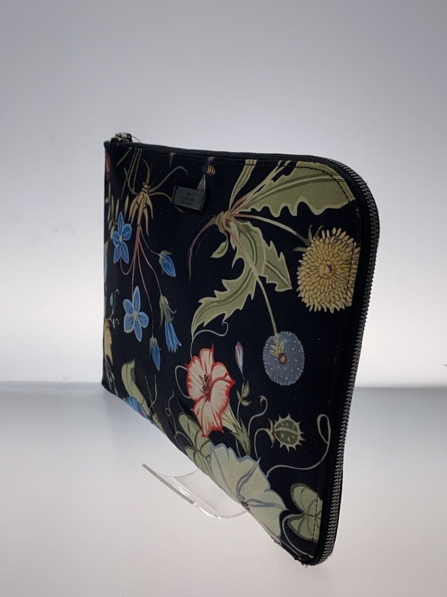 GUCCI Second Bag Canvas BLK Floral 2