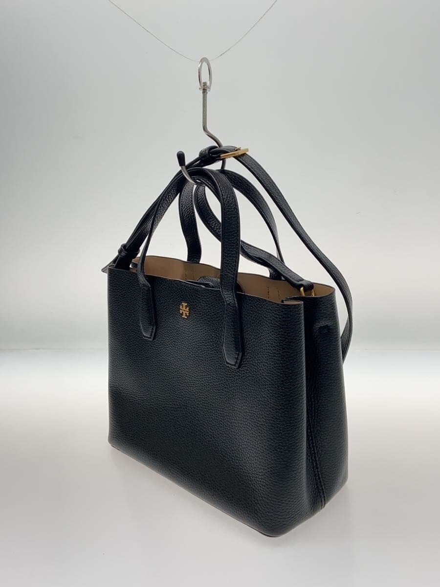 TORY BURCH Blake Logo Small Tote 2-Way Crossbody Handbag Leather BLK Solid 2