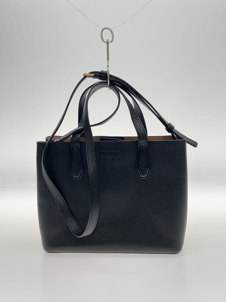TORY BURCH Blake Logo Small Tote 2-Way Crossbody Handbag Leather BLK Solid 3