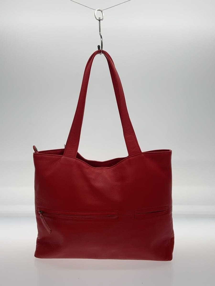 DAKOTA Tote Bag Leather RED Corner Scuff Inside Stain 3