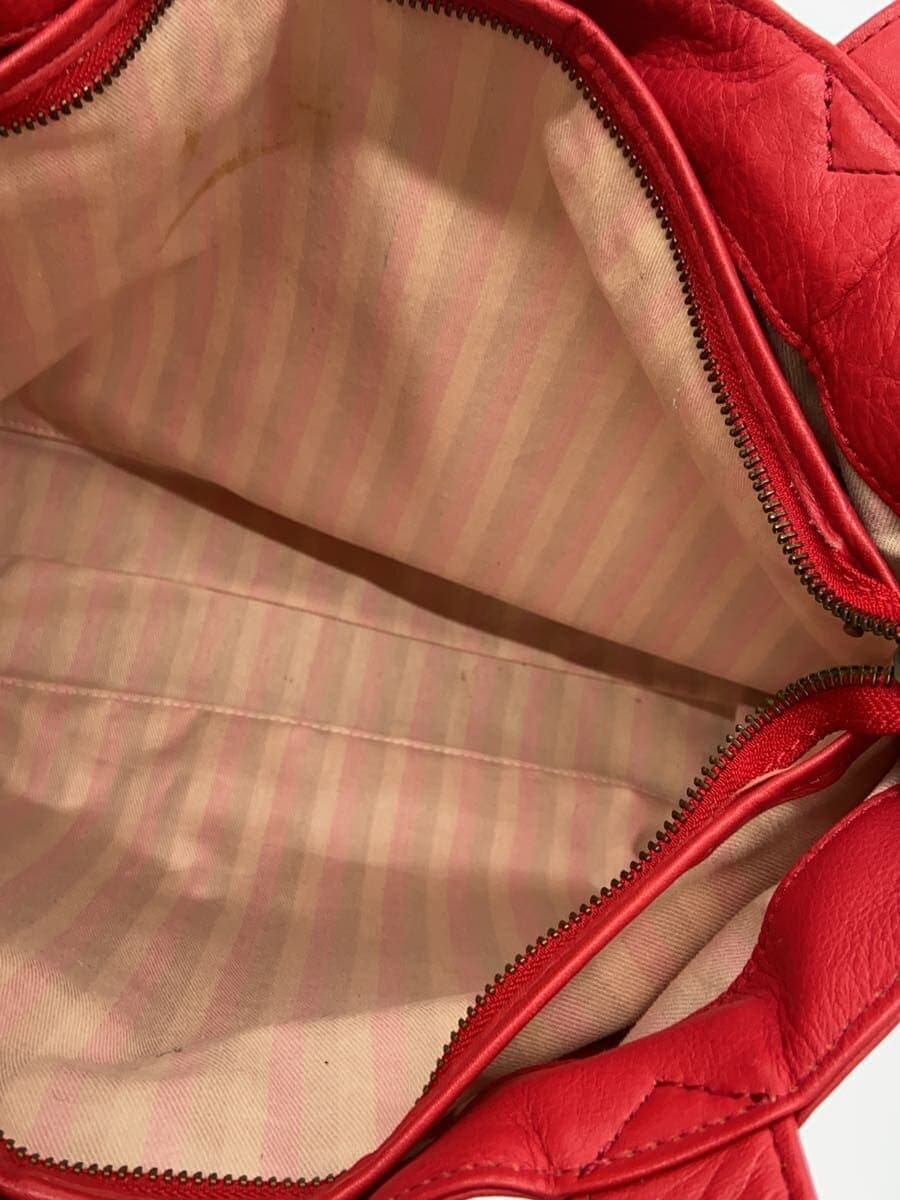 DAKOTA Tote Bag Leather RED Corner Scuff Inside Stain 6