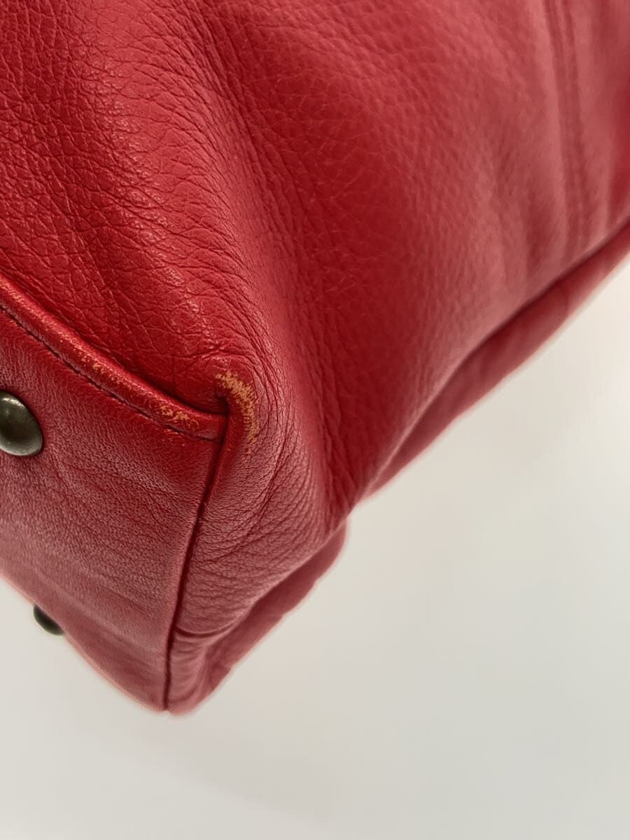 DAKOTA Tote Bag Leather RED Corner Scuff Inside Stain 7