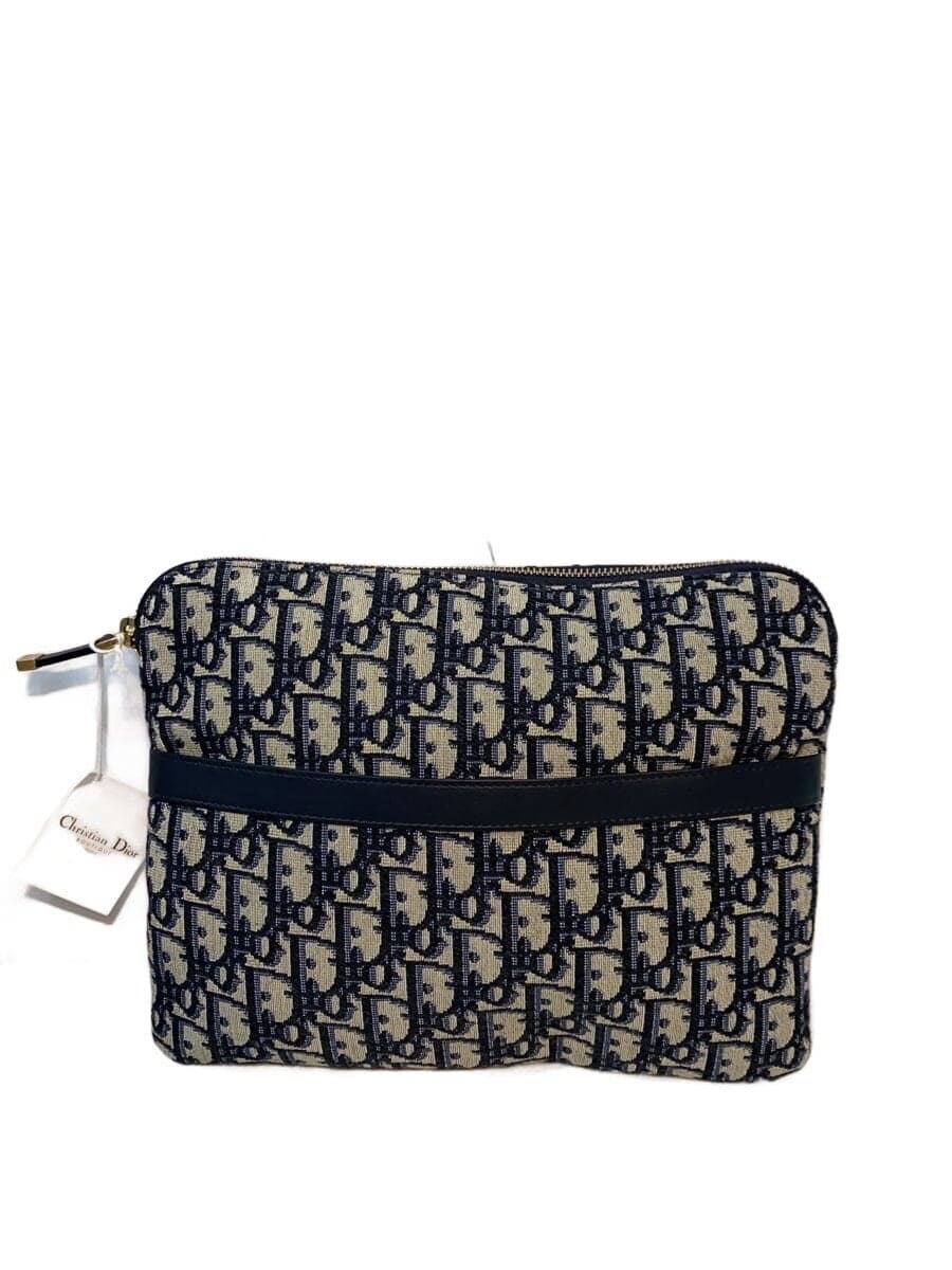 Christian Dior Oblique Pouch Canvas NVY All Over Pattern 26-MA-0199