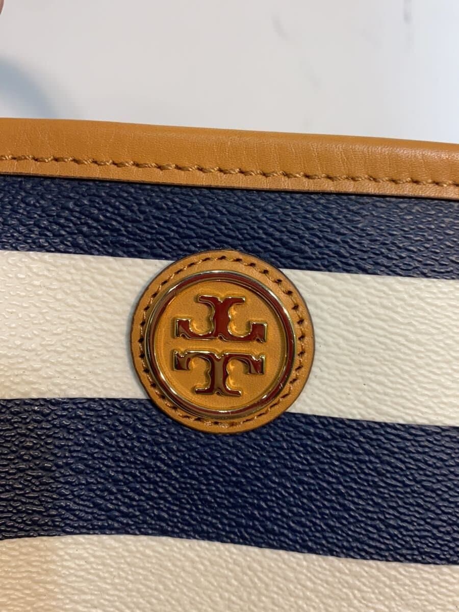 TORY BURCH Tote Bag Canvas NVY Border Stripe 5