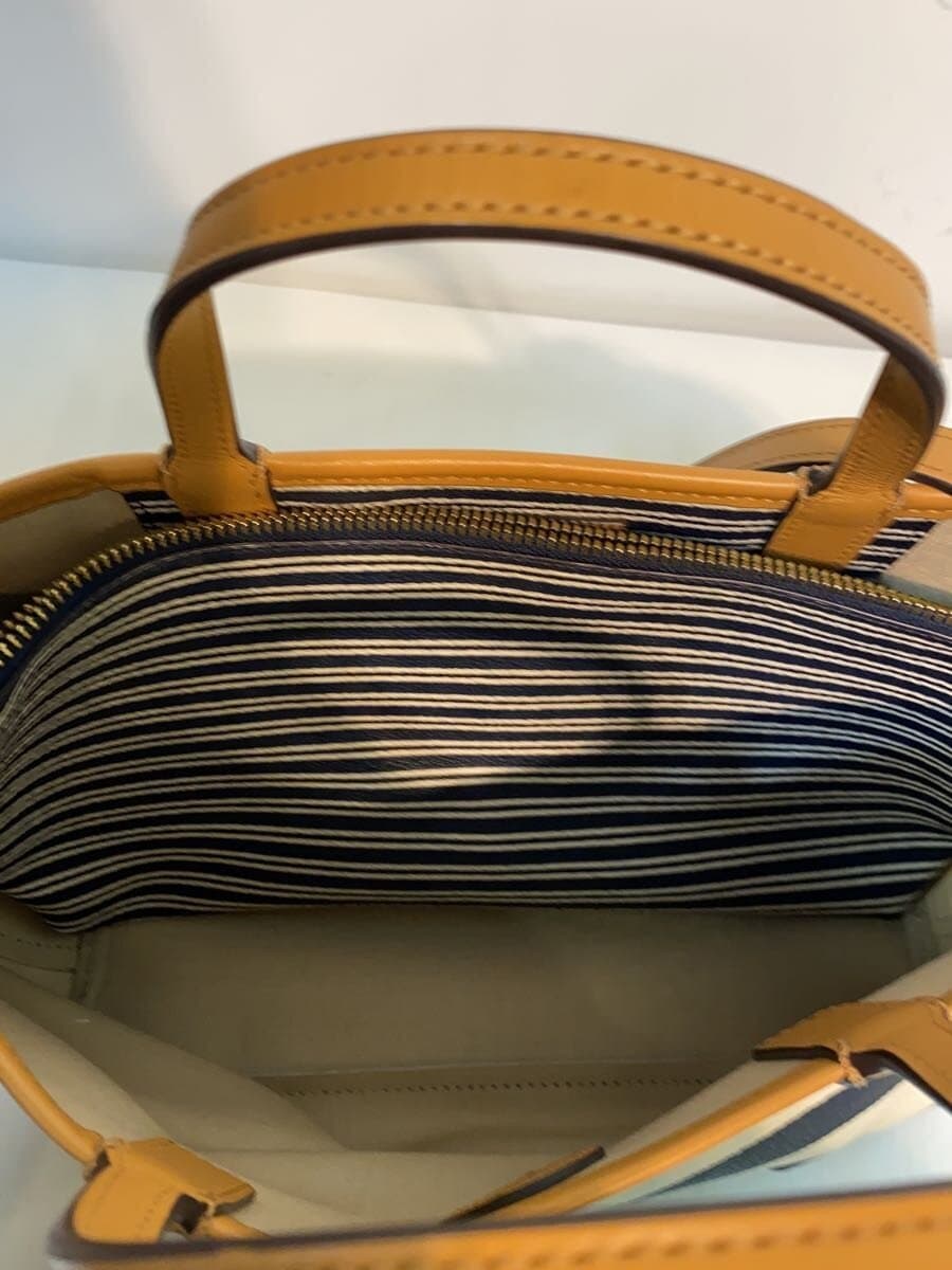 TORY BURCH Tote Bag Canvas NVY Border Stripe 6