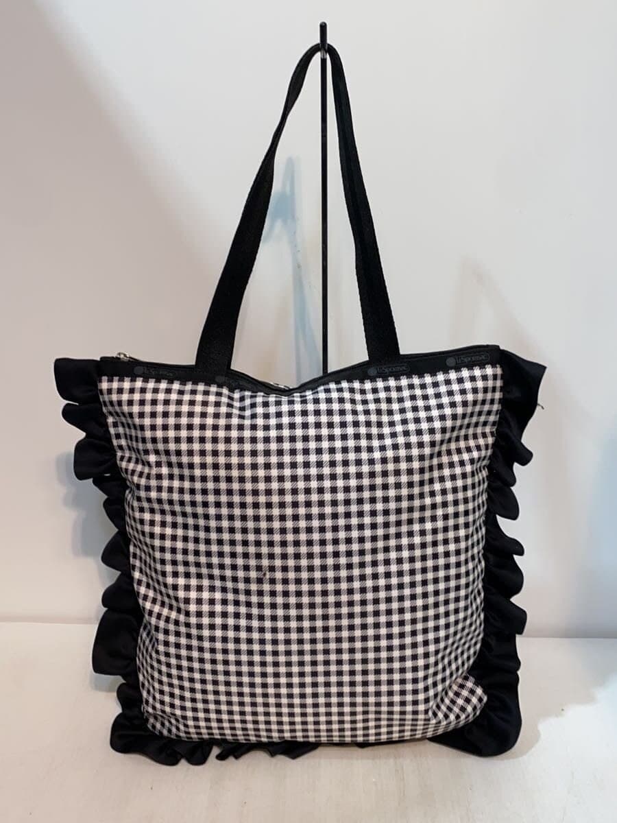 LESPORTSACRUFFLE TOTE Tote Bag Polyester BLK Gingham CK 3