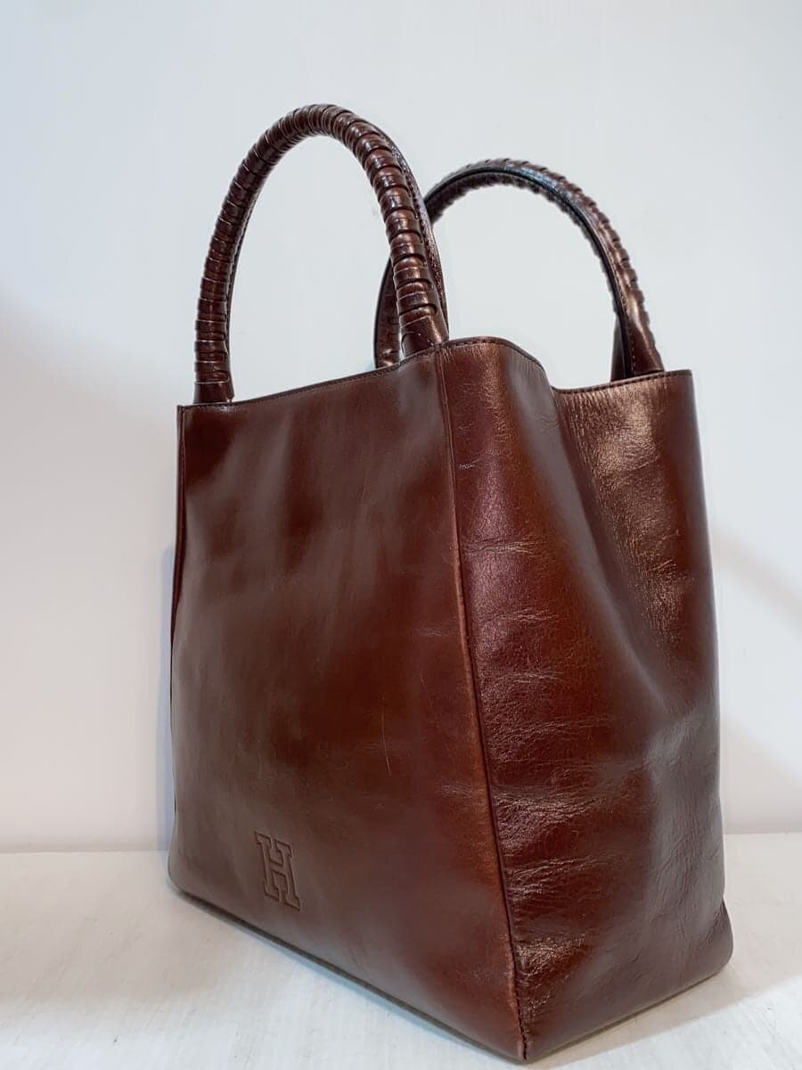 HIROFU Trapezoid Tote Bag Leather Brown 2