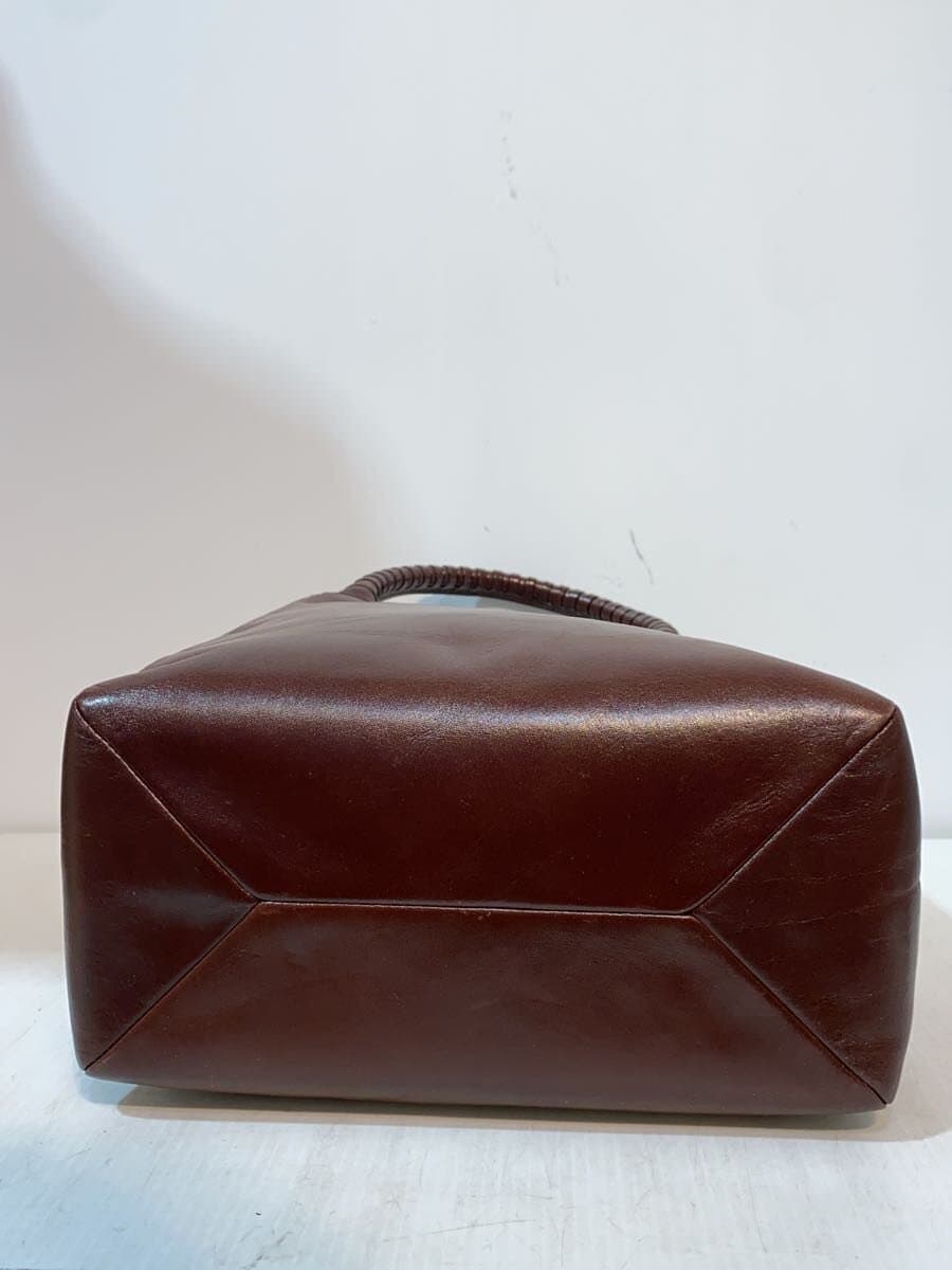 HIROFU Trapezoid Tote Bag Leather Brown 4