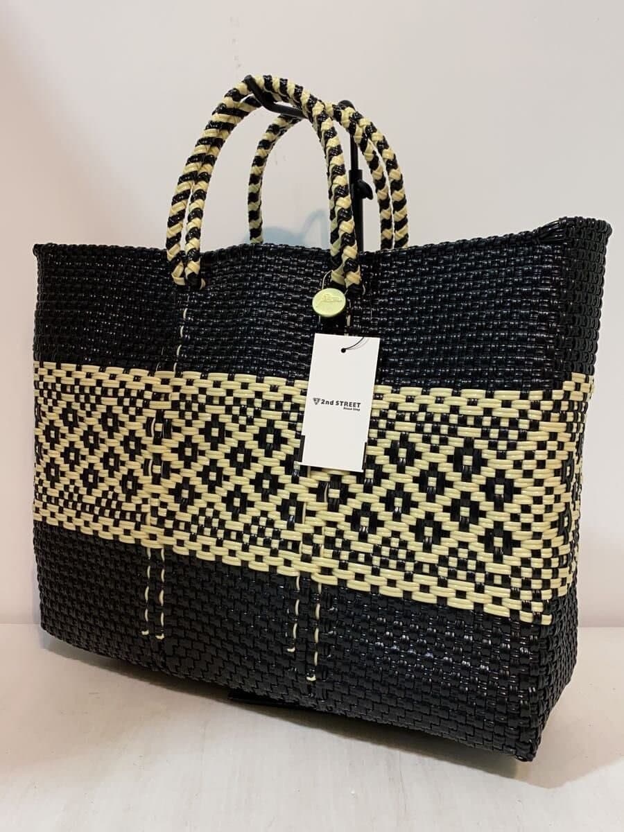 Letter MERCADO-BAG MIMOSA Tote Bag -- BLK Floral Pattern 2