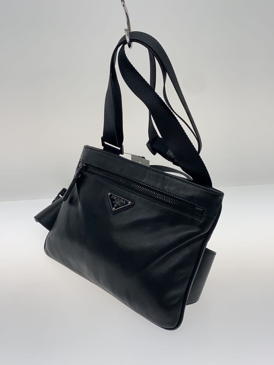 PRADA shoulder bag leather black plain 2