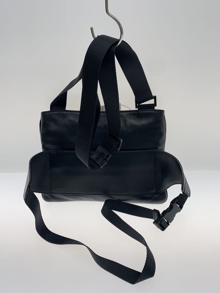 PRADA shoulder bag leather black plain 3