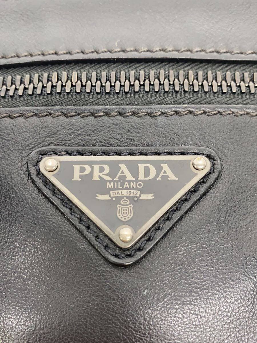 PRADA shoulder bag leather black plain 5