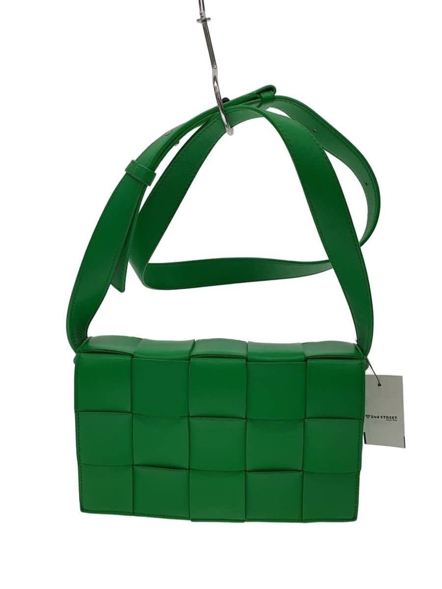 BOTTEGA VENETA Cassette Shoulder Bag Leather Green Solid Color