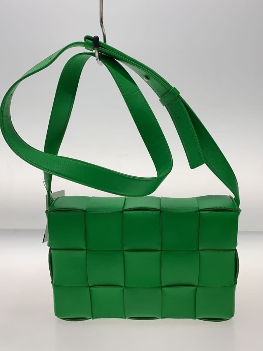 BOTTEGA VENETA Cassette Shoulder Bag Leather Green Solid Color 3