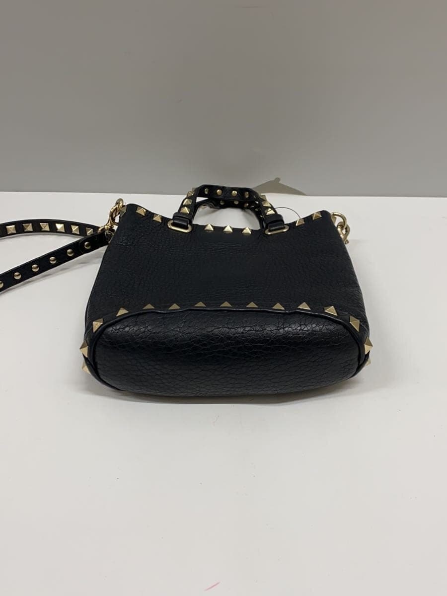 VALENTINO GARAVANI Rockstud Mini 2-Way Shoulder Bag Leather Black 4
