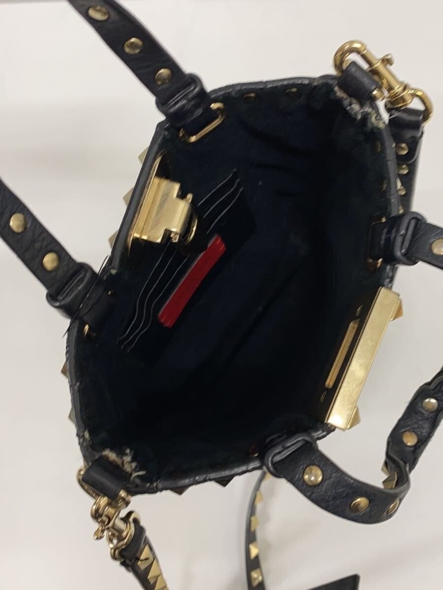 VALENTINO GARAVANI Rockstud Mini 2-Way Shoulder Bag Leather Black 6