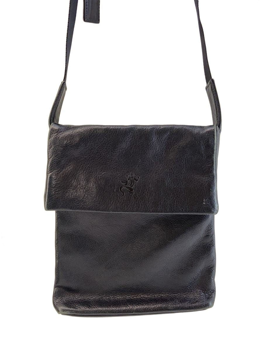 agnes b VOYAGE Shoulder Bag Leather BLK Solid