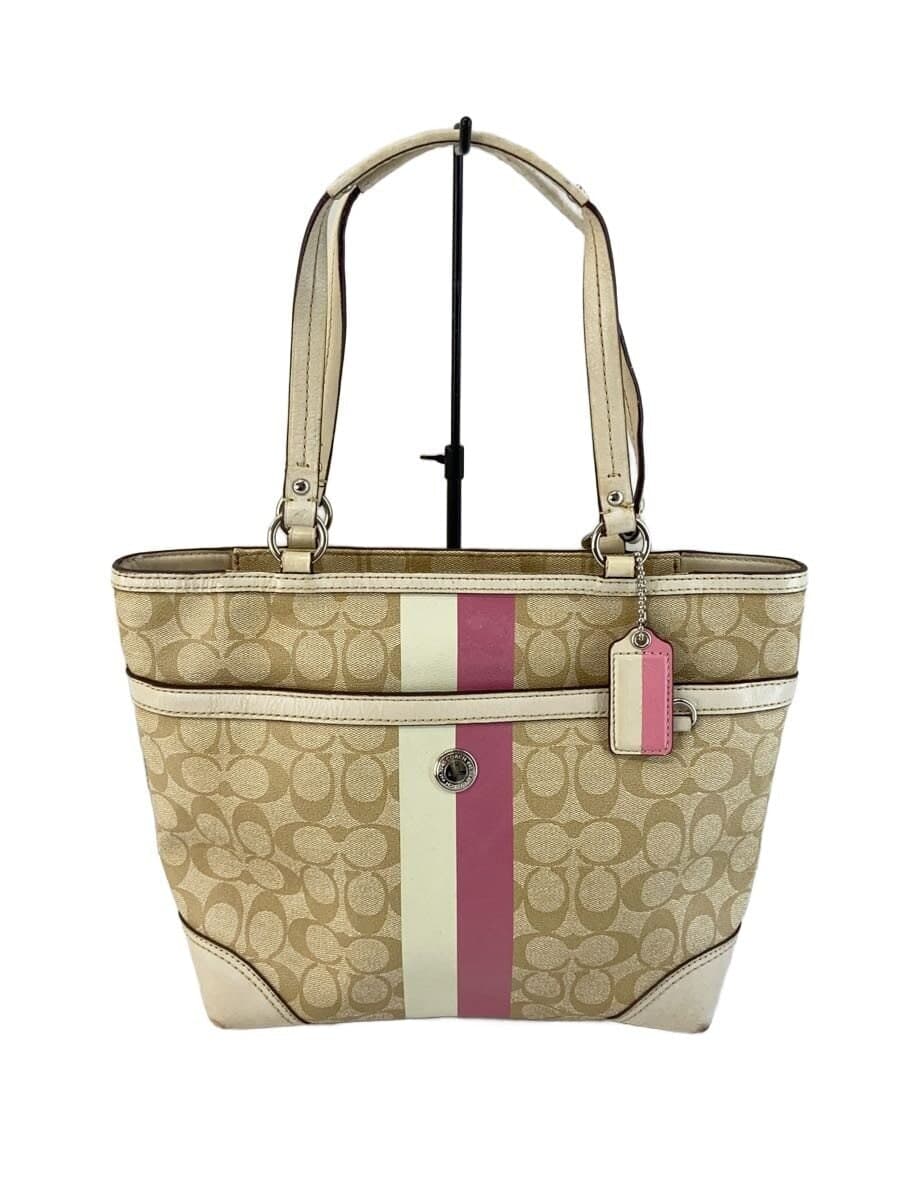 COACH Tote Bag_Heritage Stripe_Signature_Beige -- BEG F14477
