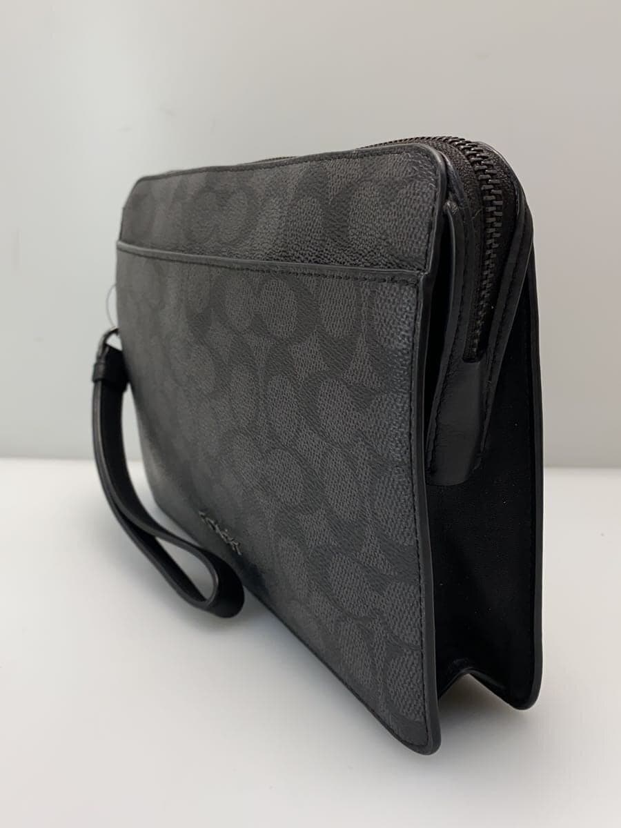 COACH Second Bag Leather BLK All Over Pattern CW168 2