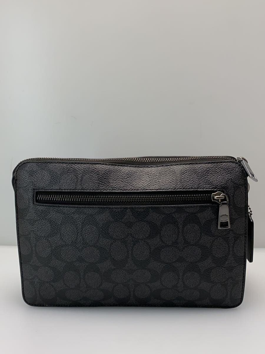 COACH Second Bag Leather BLK All Over Pattern CW168 3