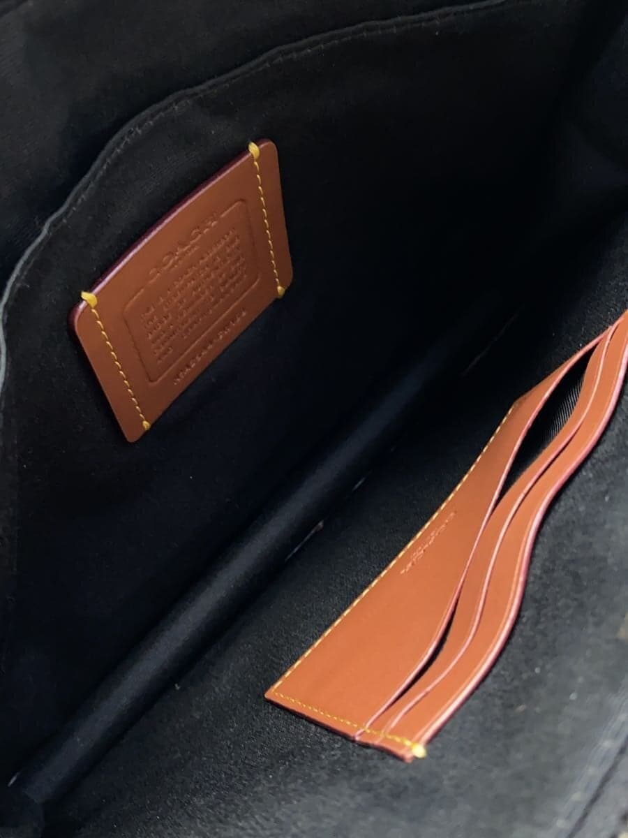 COACH Second Bag Leather BLK All Over Pattern CW168 6