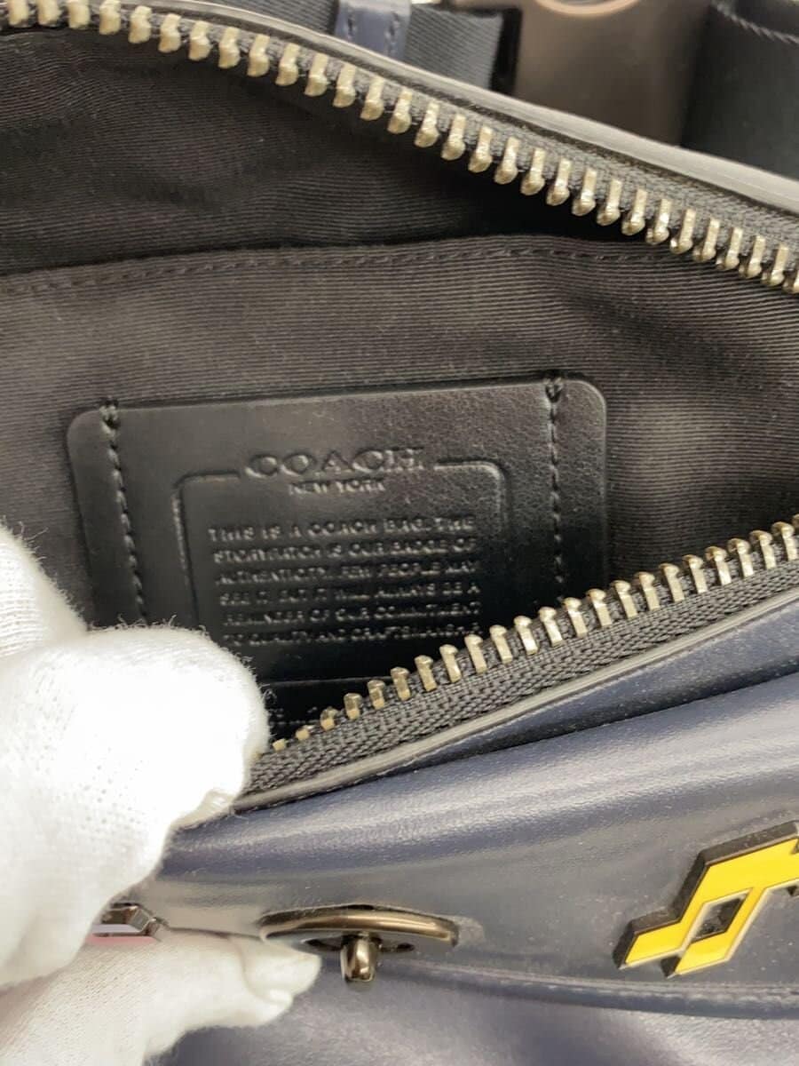 COACH Waist Bag Leather NVY C2912 5
