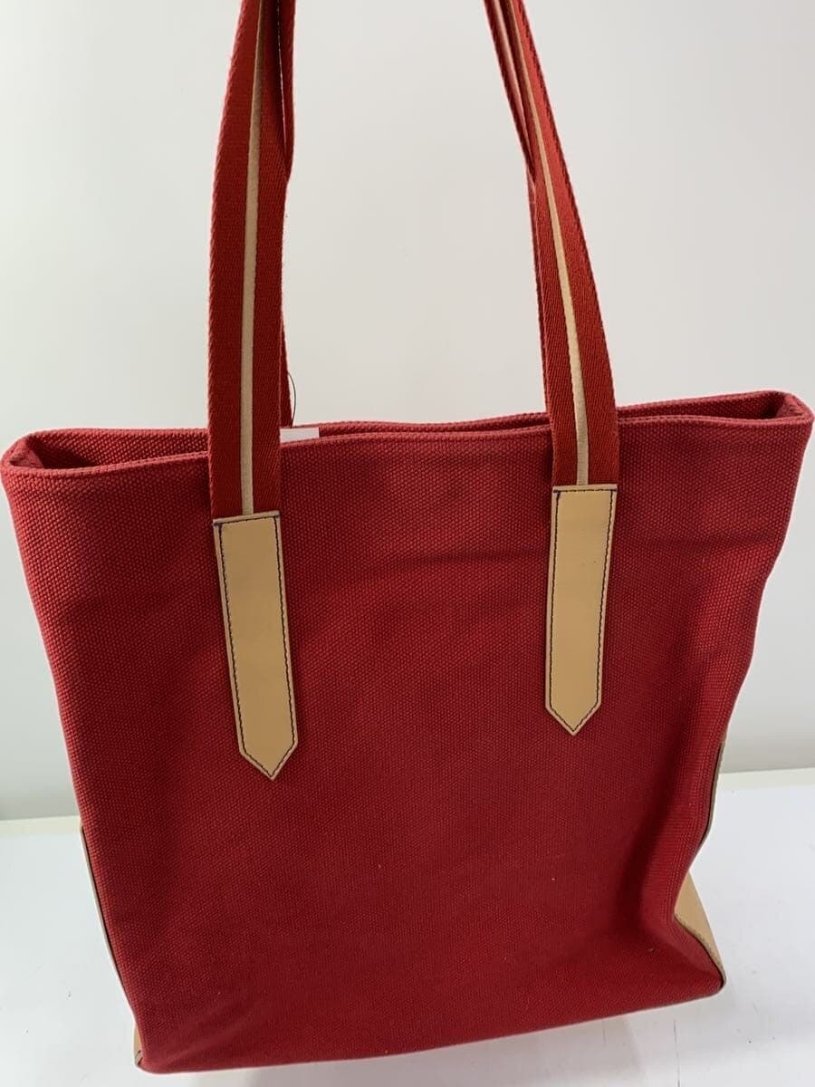 Paul Smith Tote Bag Canvas Red Solid Color 3