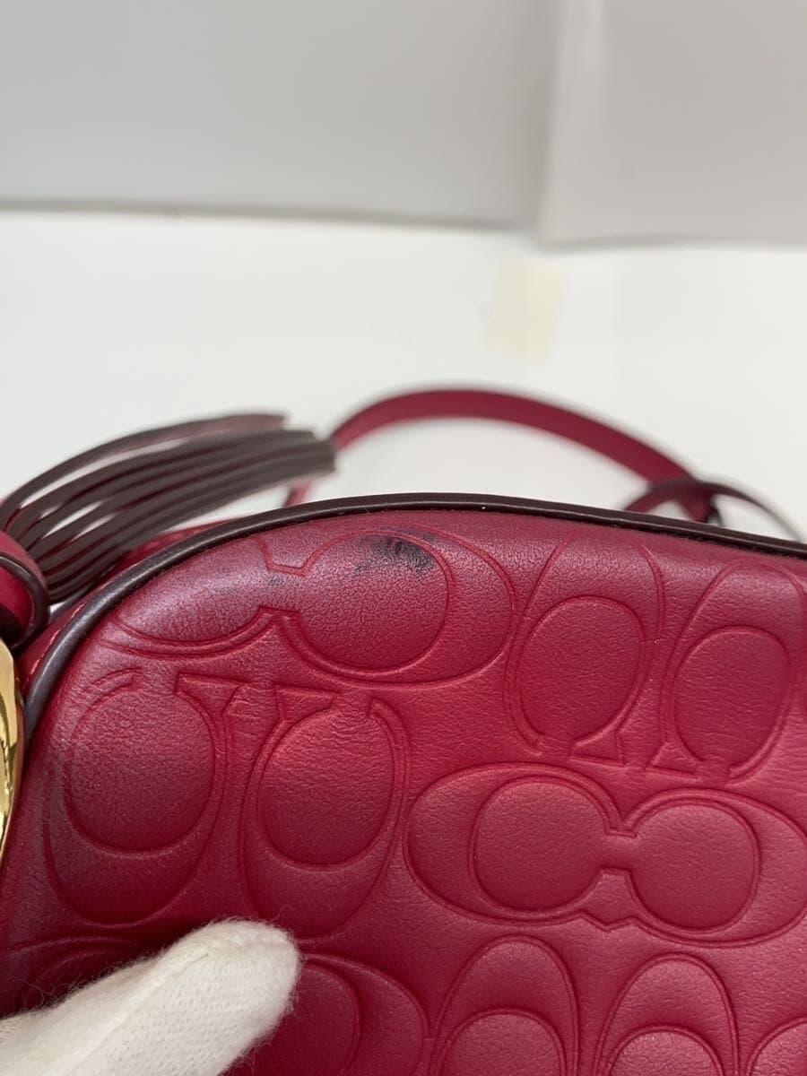 COACH Shoulder Bag Leather RED All Over Pattern 39184 9