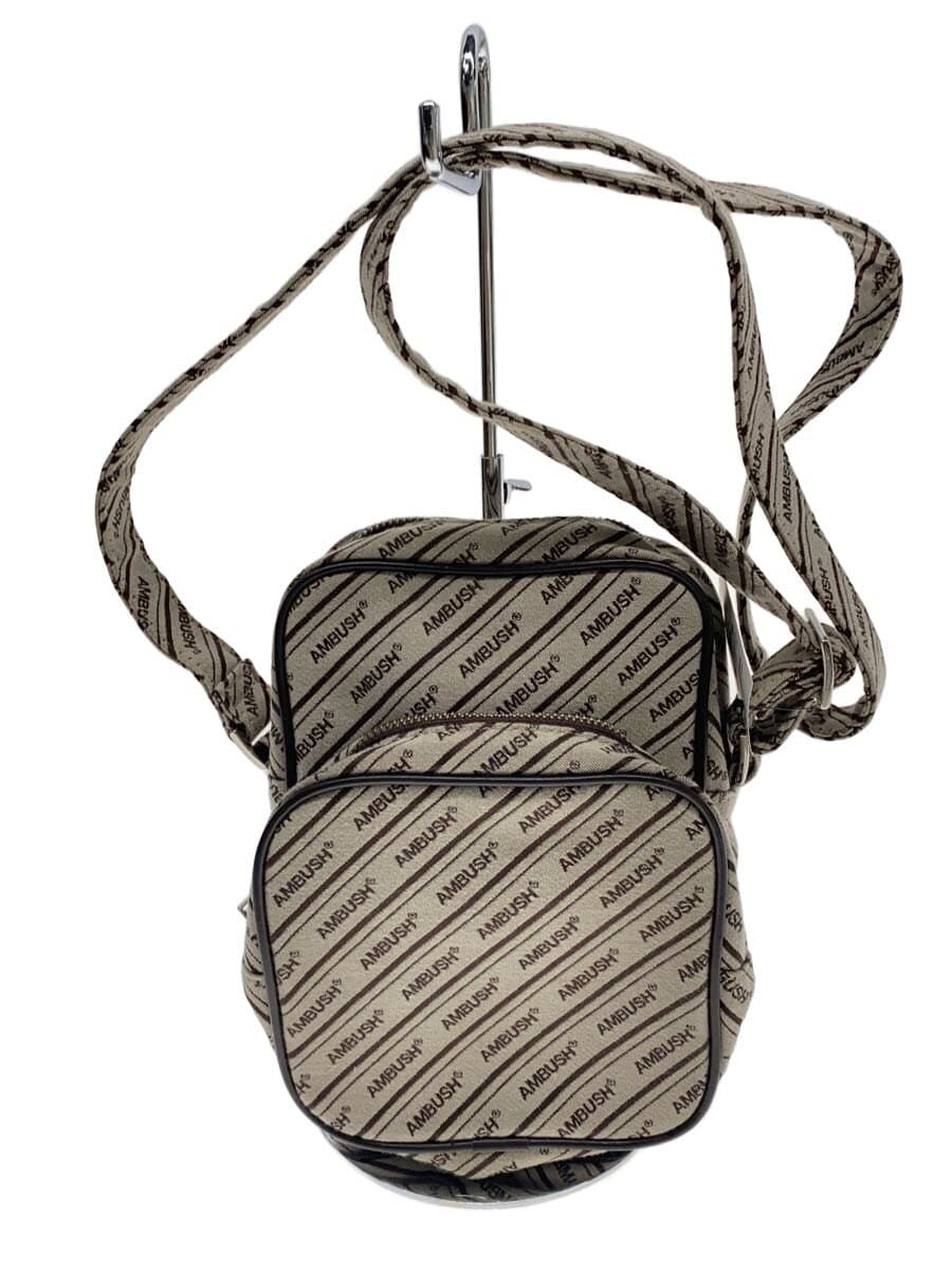 AMBUSHLOGO CANVA Shoulder Bag Canvas Beige Allover Pattern