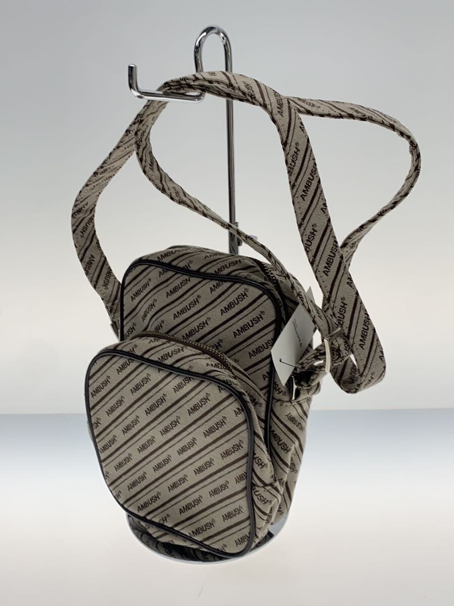 AMBUSHLOGO CANVA Shoulder Bag Canvas Beige Allover Pattern 2