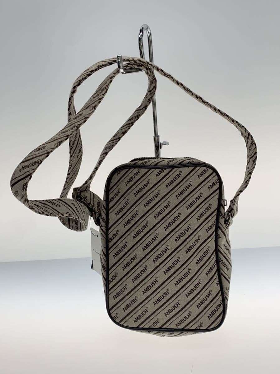 AMBUSHLOGO CANVA Shoulder Bag Canvas Beige Allover Pattern 3