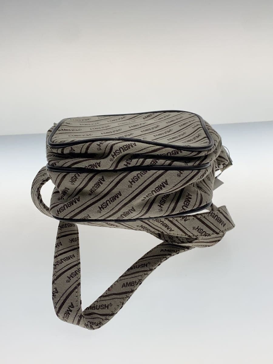 AMBUSHLOGO CANVA Shoulder Bag Canvas Beige Allover Pattern 4