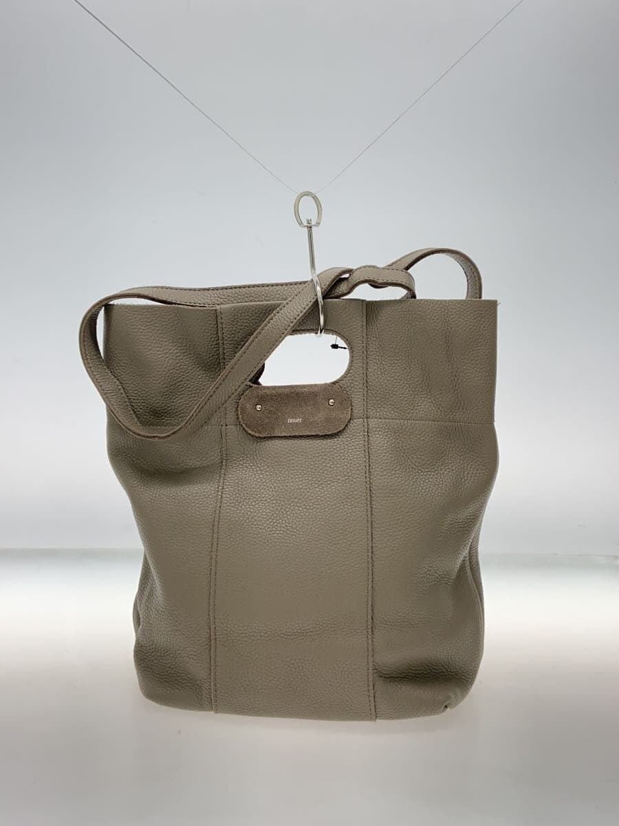 nouer x Beaure Shoulder Bag Leather GRY 3