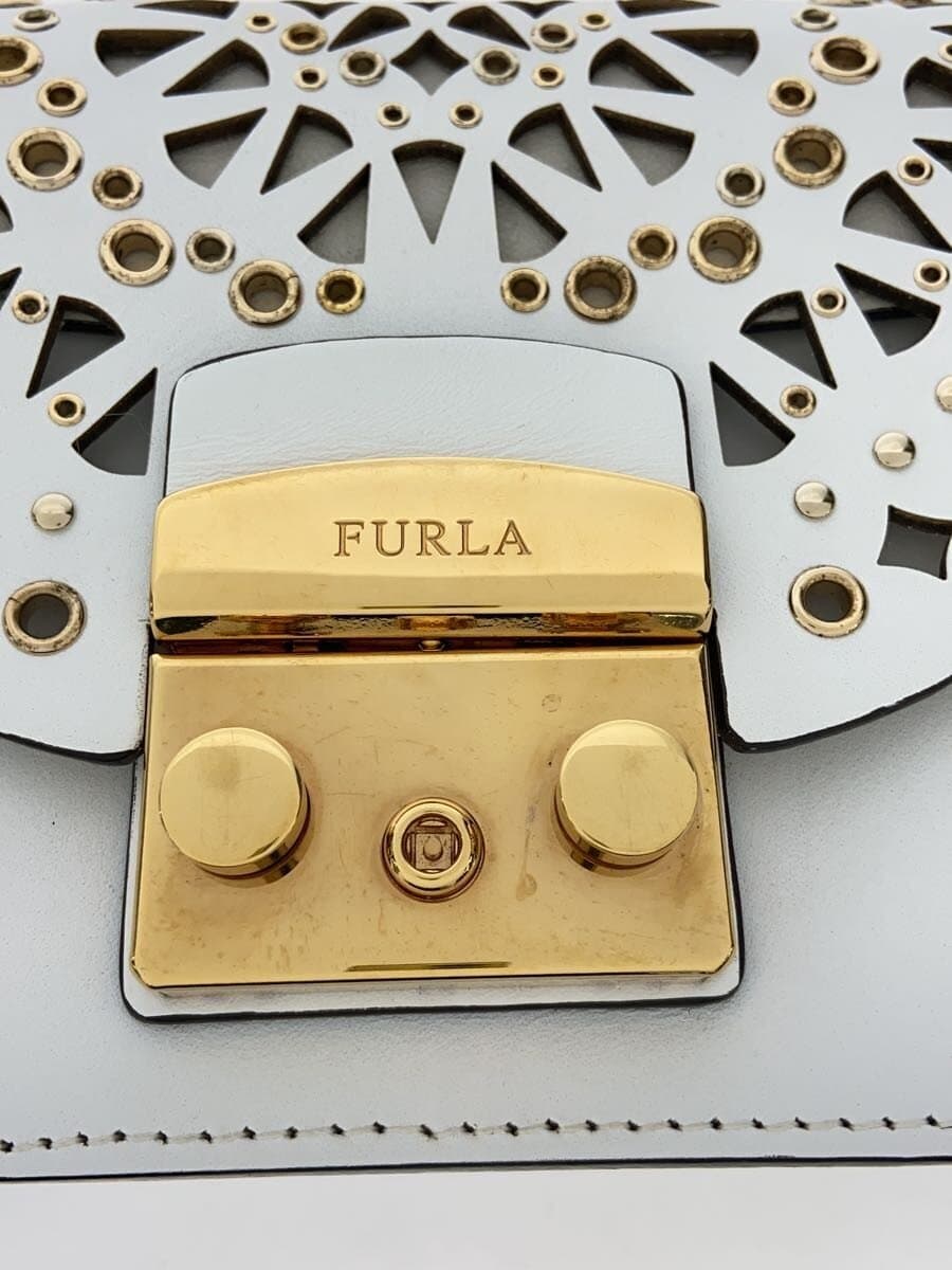 FURLA Metro Police Bolero Shoulder Bag Leather WHT 8