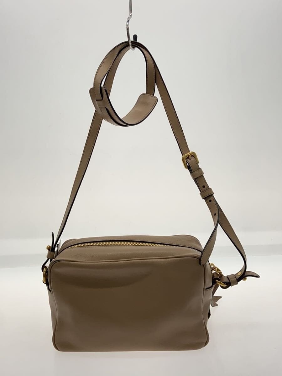 PRADA camera bag shoulder bag leather BEG embossed logo 3