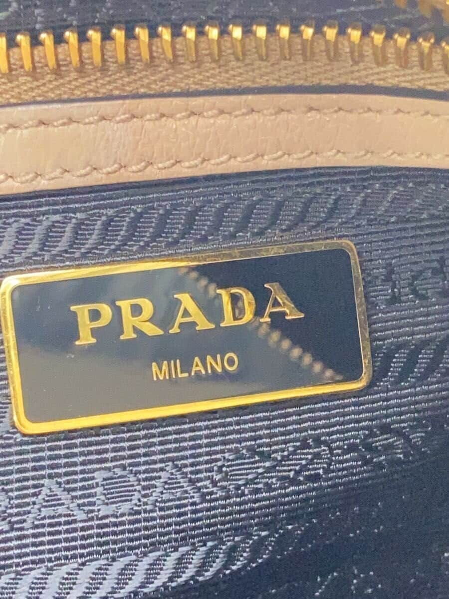 PRADA camera bag shoulder bag leather BEG embossed logo 5