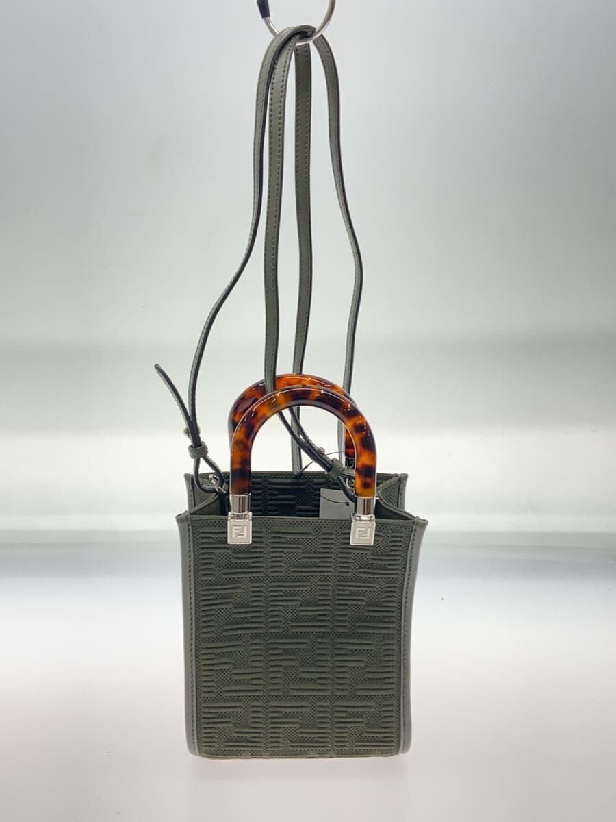 FENDI Sunshine Shopper Mini Handbag Canvas Zucca Pattern Logo KHK All Over Pattern 3