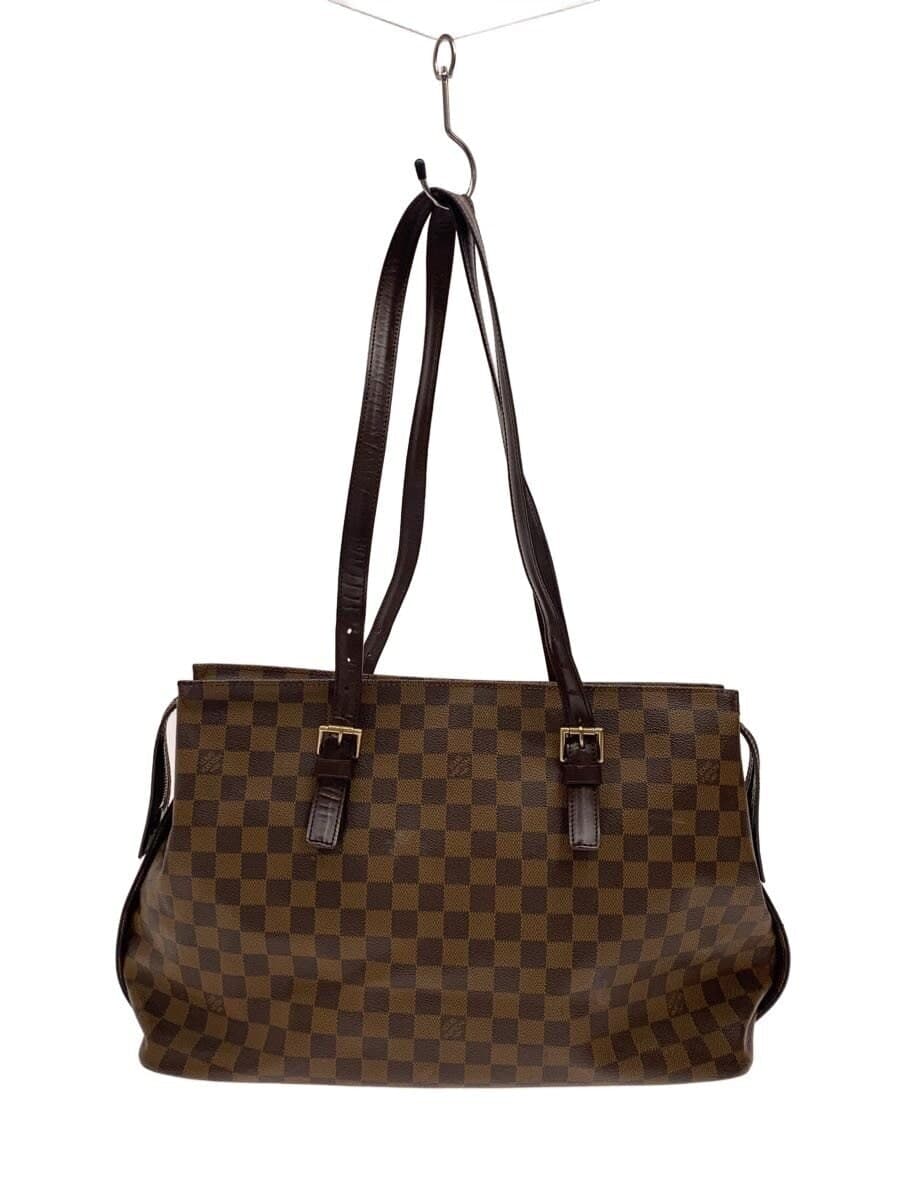 LOUIS VUITTON Chelsea Damier Ebene Tote Bag N51119 PVC BRW Check LV Logo