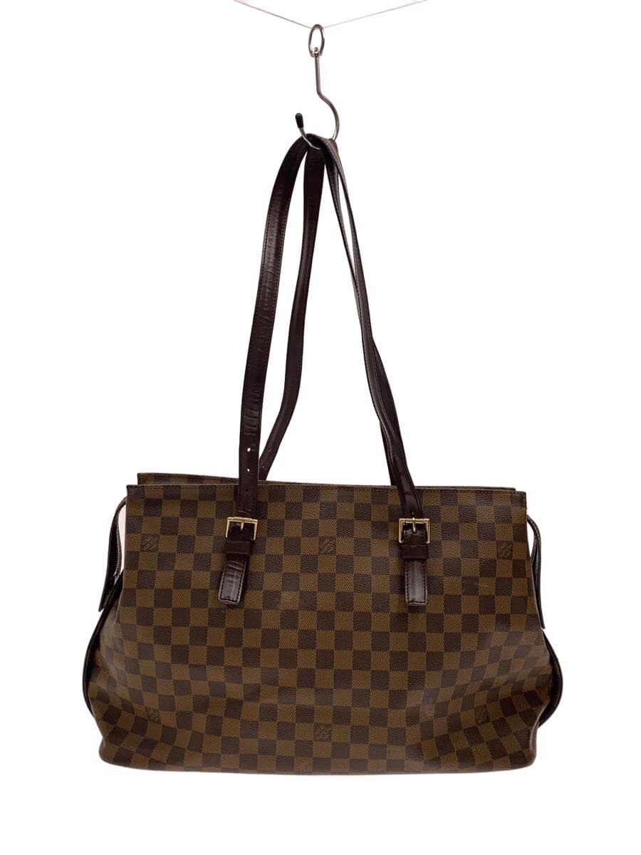 LOUIS VUITTON Chelsea Damier Ebene Tote Bag N51119 PVC BRW Check LV Logo
