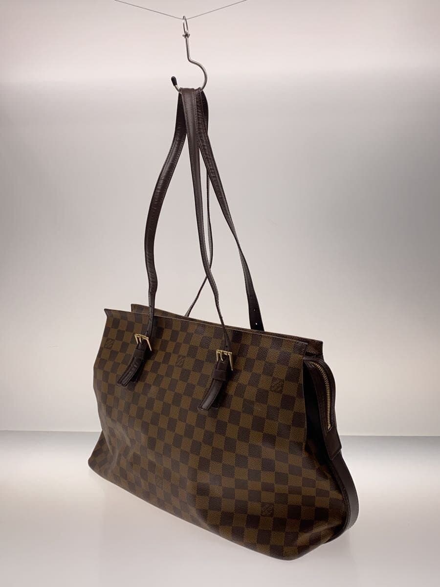 LOUIS VUITTON Chelsea Damier Ebene Tote Bag N51119 PVC BRW Check LV Logo 2