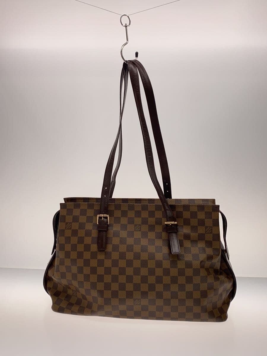 LOUIS VUITTON Chelsea Damier Ebene Tote Bag N51119 PVC BRW Check LV Logo 3