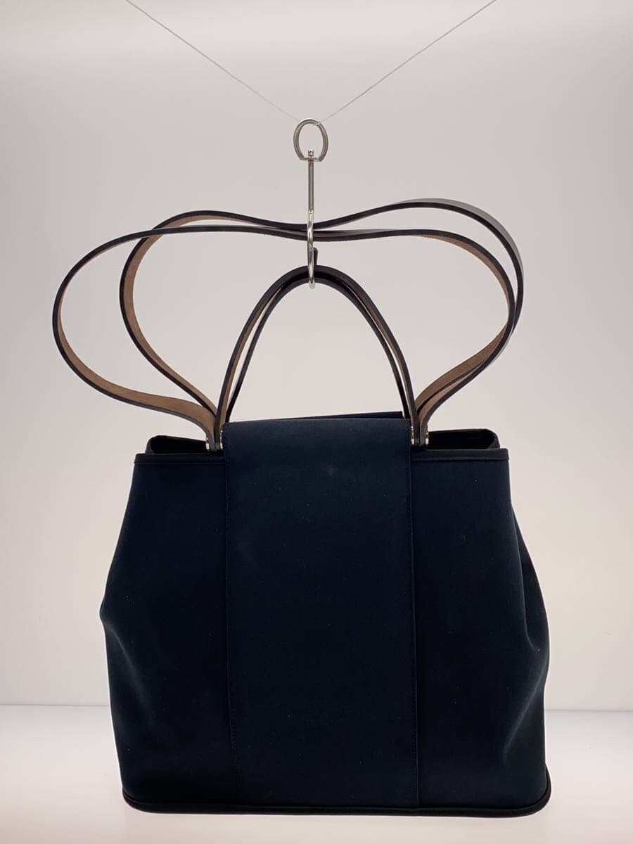 HERMES Cabas Élan PM N Engraving Tote Bag Leather Navy 3
