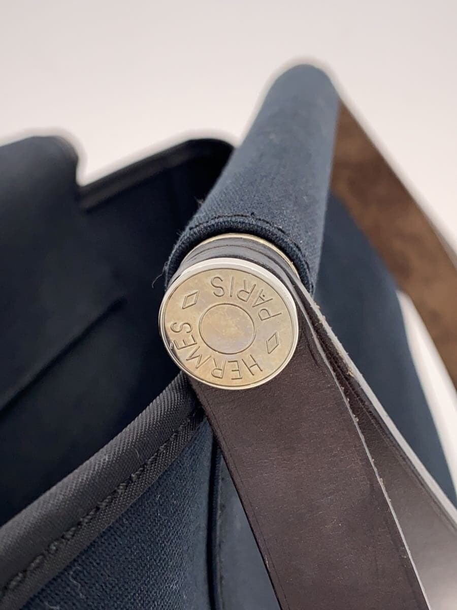 HERMES Cabas Élan PM N Engraving Tote Bag Leather Navy 5