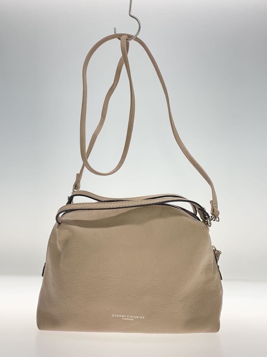 GIANNI CHIARINI Alfa S Shoulder Bag Leather BEG Solid 3
