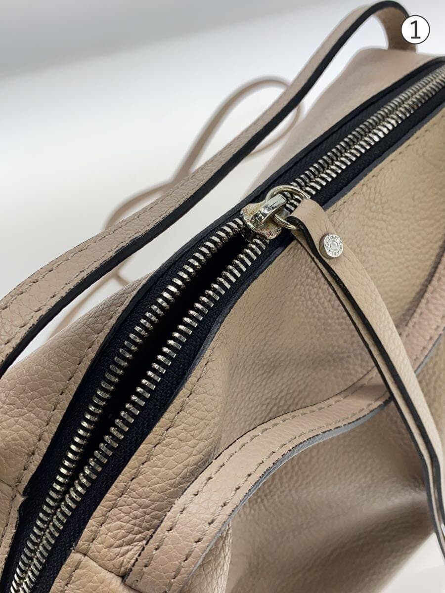 GIANNI CHIARINI Alfa S Shoulder Bag Leather BEG Solid 7