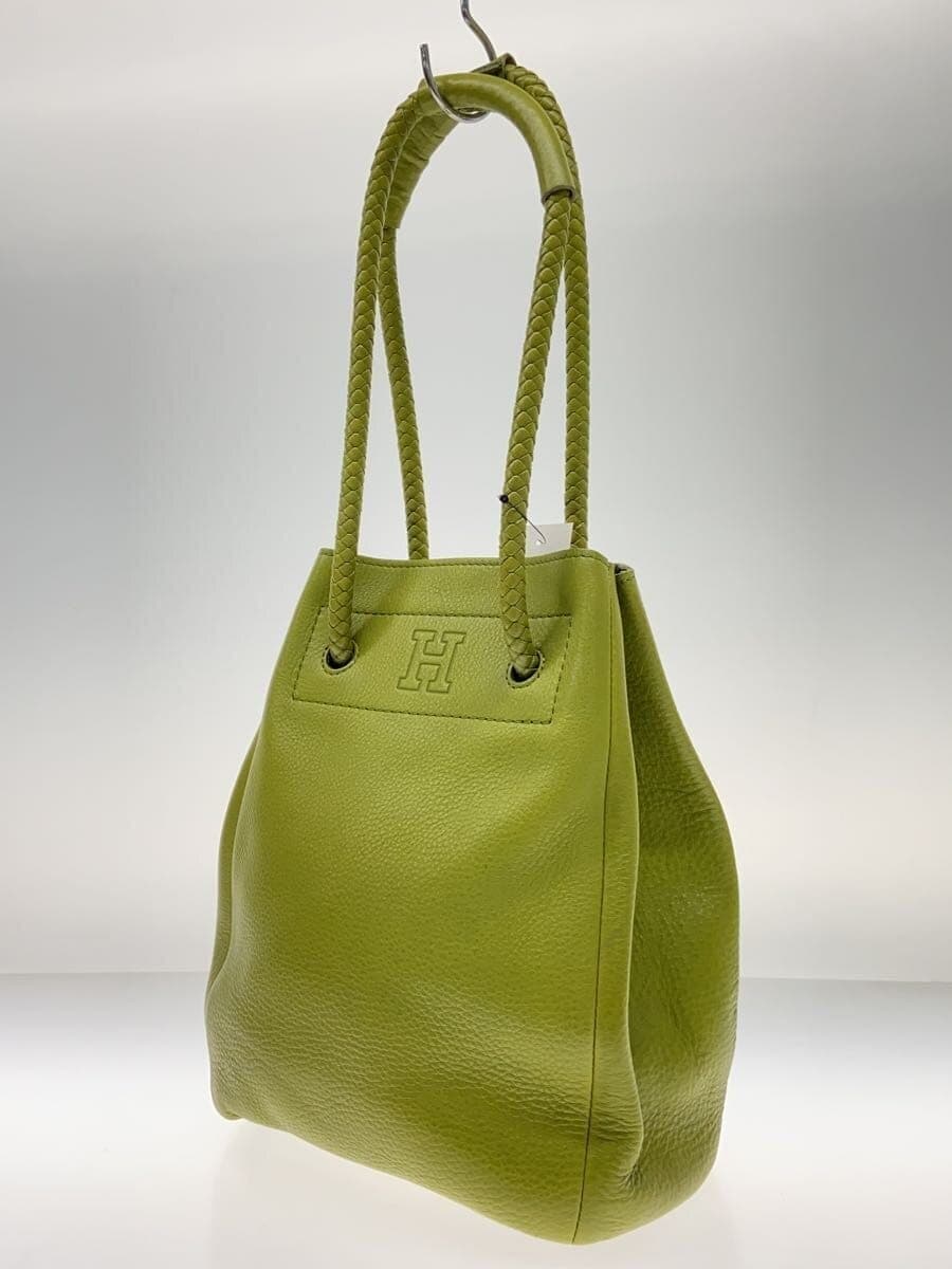 HIROFU drawstring bag braided handbag leather GRN 2